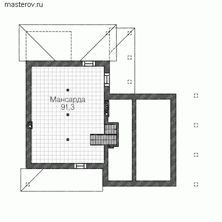 Проект пенобетонного дома № U-411-1P - мансарда