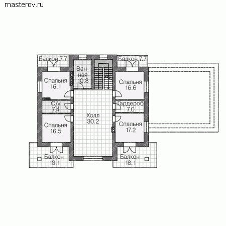 Проект кирпичного дома № U-446-1K - 2-й этаж