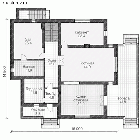 Проект пенобетонного дома № U-451-1P - 1-й этаж