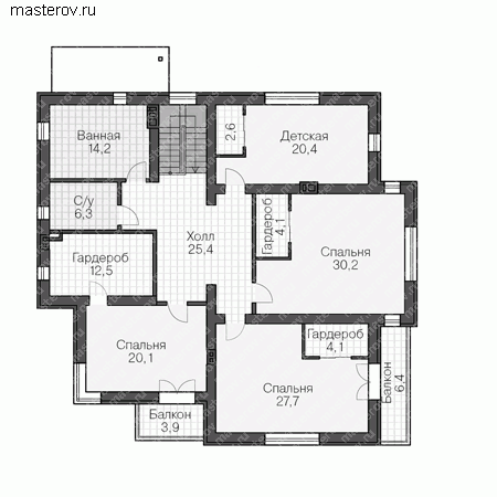 Проект пенобетонного дома № U-451-1P - 2-й этаж