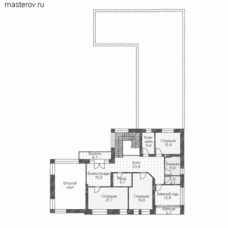 Проект кирпичного дома № U-487-1K - 2-й этаж