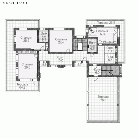 Проект кирпичного дома № U-488-1K - 2-й этаж