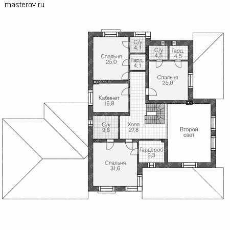 Проект пенобетонного дома № U-498-1P - 2-й этаж