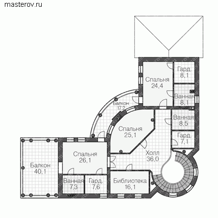 Проект кирпичного дома № U-545-1K - 2-й этаж