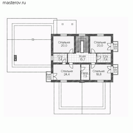 Проект пенобетонного дома № U-784-1P - 2-й этаж