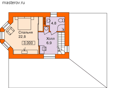 Жилой частный дом коттедж  № V-106-1P - 2-й этаж