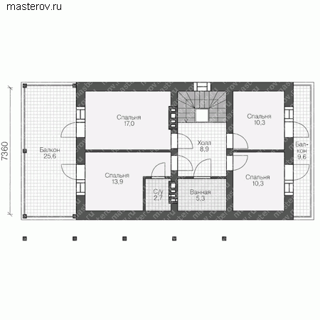 Проект кирпичного дома № V-137-1K - 2-й этаж