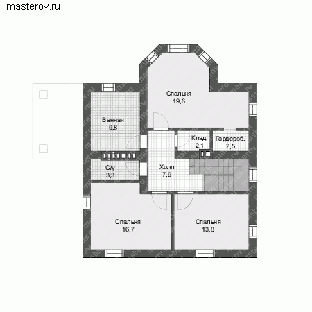 Проект кирпичного дома № V-147-1K - 2-й этаж