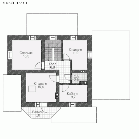 Проект пенобетонного дома № V-157-1P - 2-й этаж