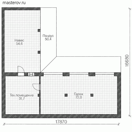 Проект пенобетонного дома № V-158-1P - 1-й этаж