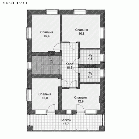 Проект кирпичного дома № V-162-1K - 2-й этаж