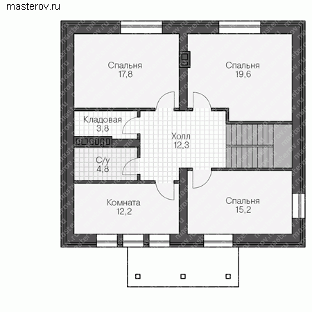 Проект кирпичного дома из теплой керамики № V-251-1K - 2-й этаж