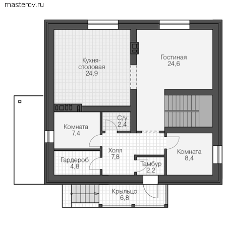 Проект пенобетонного дома № V-252-1P - 1-й этаж