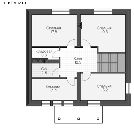 Проект пенобетонного дома № V-252-1P - 2-й этаж