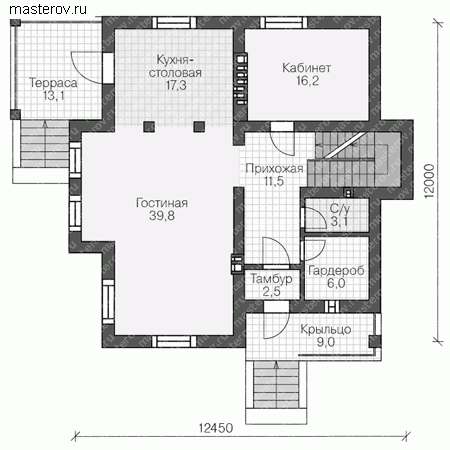 Проект пенобетонного дома № V-294-1P - 1-й этаж
