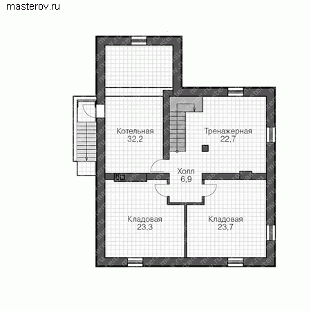 Загородный коттедж с цокольным этажом № V-305-1K - цоколь