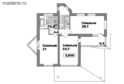 Проект мансардного дома с гаражом № V-458-1P - 2-й этаж