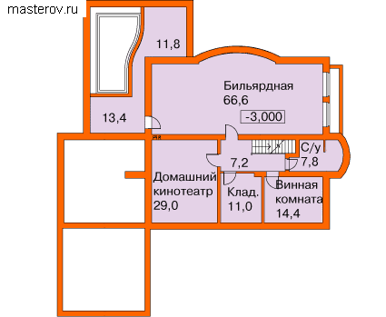 Проект дома для постоянного проживания  № V-547-1K - цоколь