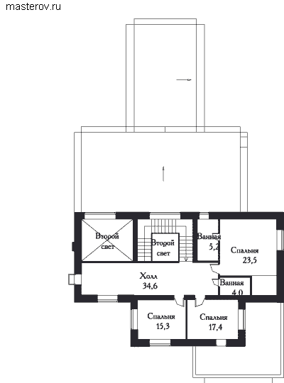 Проект дома в стиле Конструктивизма № V-574-1K - 2-й этаж
