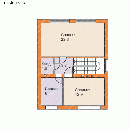 Проект небольшого уютного дома  № W-100-1K - 2-й этаж