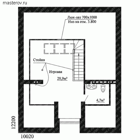 Загородный кирпичный дом с цокольным этажом № W-122-1K - мансарда