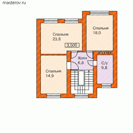 Загородный дачный коттедж   № W-160-1K - 2-й этаж