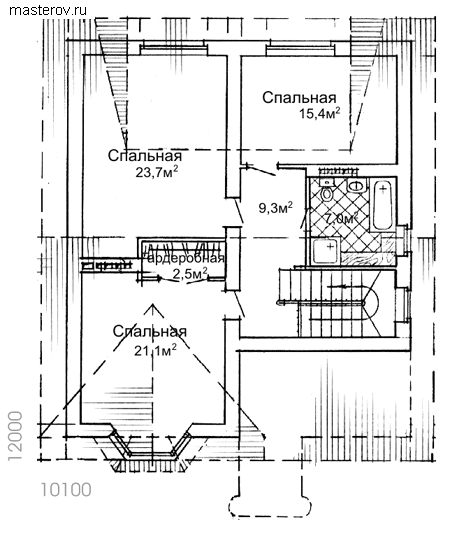 Кирпичный частный дом № W-253-1K - 2-й этаж