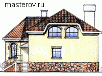 Большой кирпичный дом с цоколем № W-399-1K - вид справа