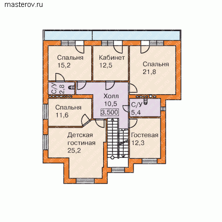 Индивидуальный загородный коттедж № W-402-1K - 2-й этаж