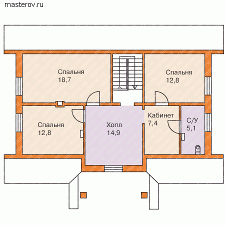 Проект дома (газобетонные блоки 400 мм) № X-170-2P - 2-й этаж